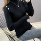 Half Turtleneck Button Sweater Women's Large Size Loose Pullover Bottoming Shirt Thickened Warm Knit Sweater