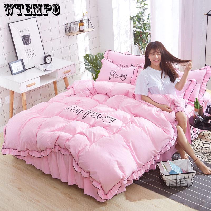 Microfiber Lace Princess Print Soft Duvet Cover Set Pillow Case Zipper Home Bedding Cover