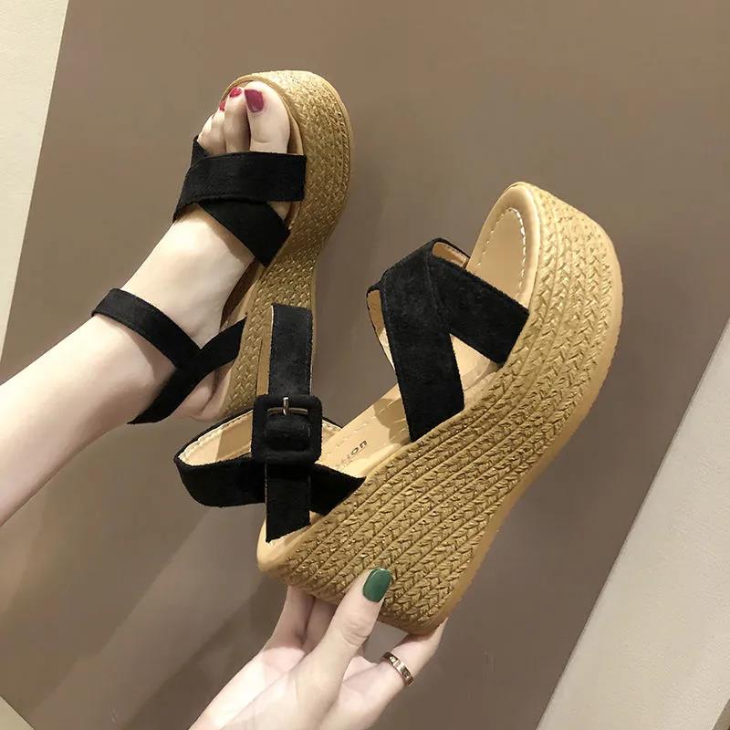 Women's Vintage Party High Heels Sandals Summer Sandals Wedges Heeled Cool Shoes Casual Versatile Club Non-slip Roman Sandals