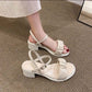 Summer Fairy Style Fashion All-match High-heeled Shoes Women's Thick Heel Buckle Belt with Skirt Fashion Sandals