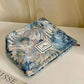 Blue Jacquard Cosmetic Bag Women's Retro Literary Simple and Elegant Flowers Convenient Small Bag