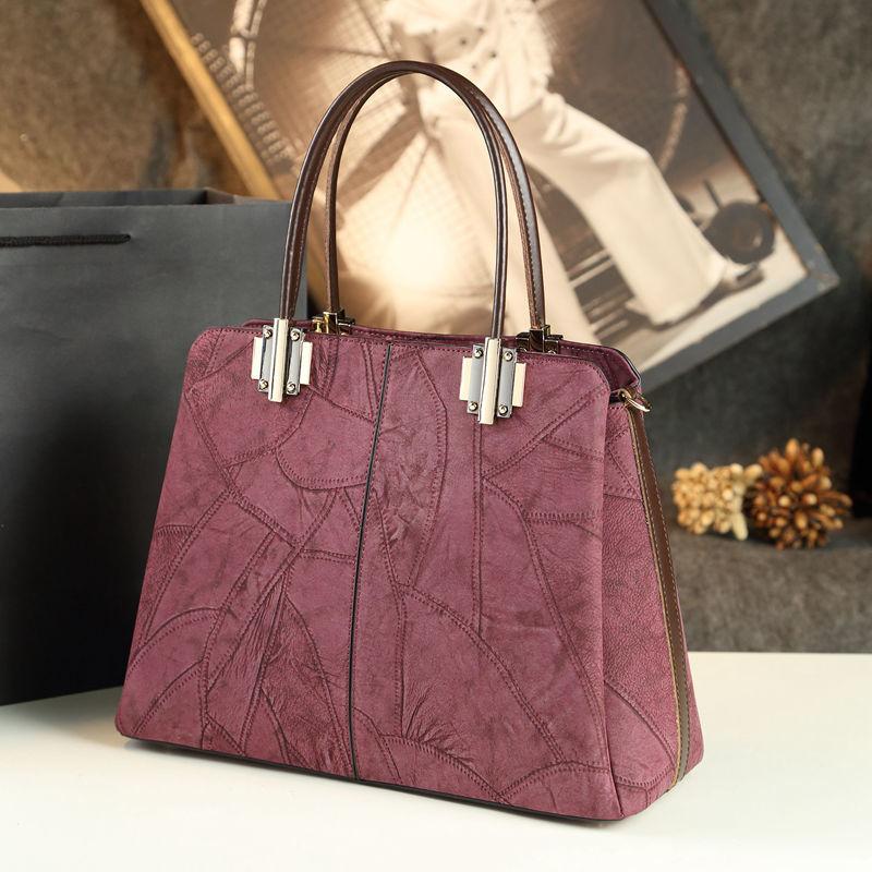 Genuine Leather Texture Female Bag Summer Handbag Large Capacity Retro Middle-aged Mother Bag Lady Trendy Bag