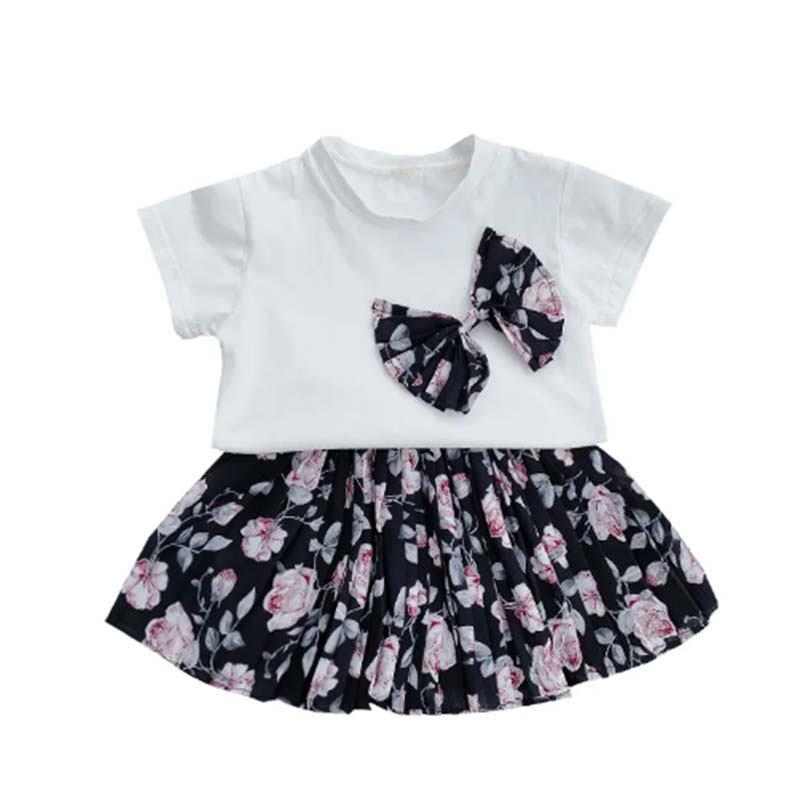 Girls' Suits Western-style Cotton Children's Summer Fashion Floral Skirt Baby Summer Short-sleeved Two-piece Suit