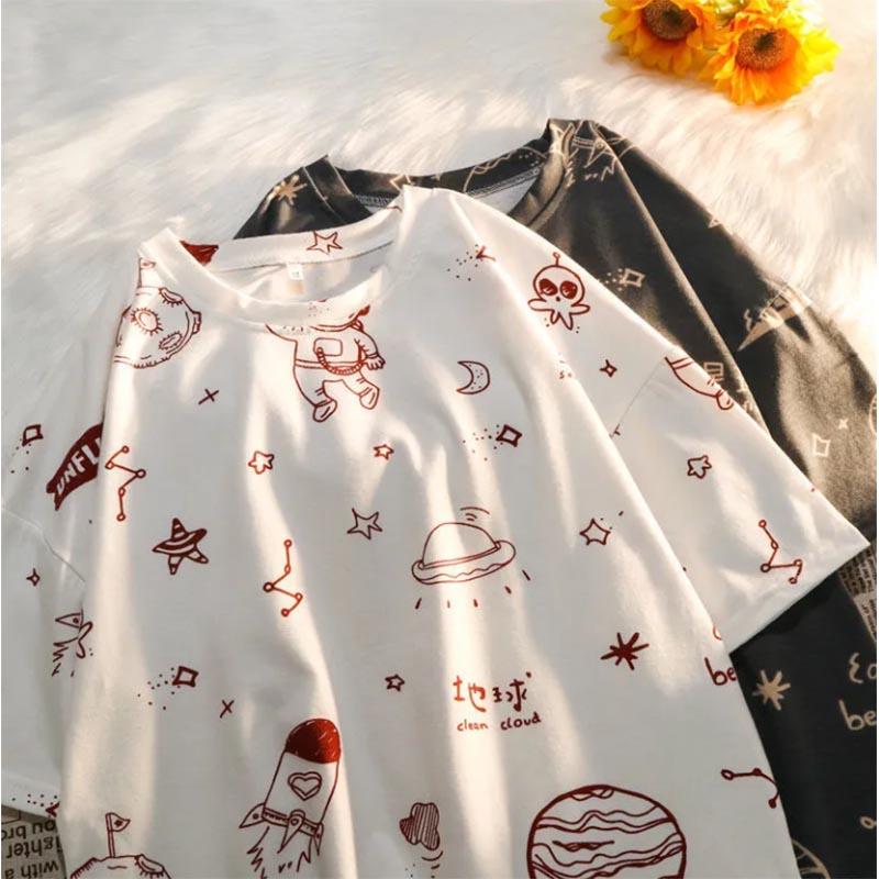 White Short-sleeved T-shirt Summer Student Korean Version Loose Couple Short-sleeved Commuter Casual