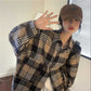 Layered Plaid Shirt Women's Spring and Autumn Retro Loose and Lazy Style Shirt Coat