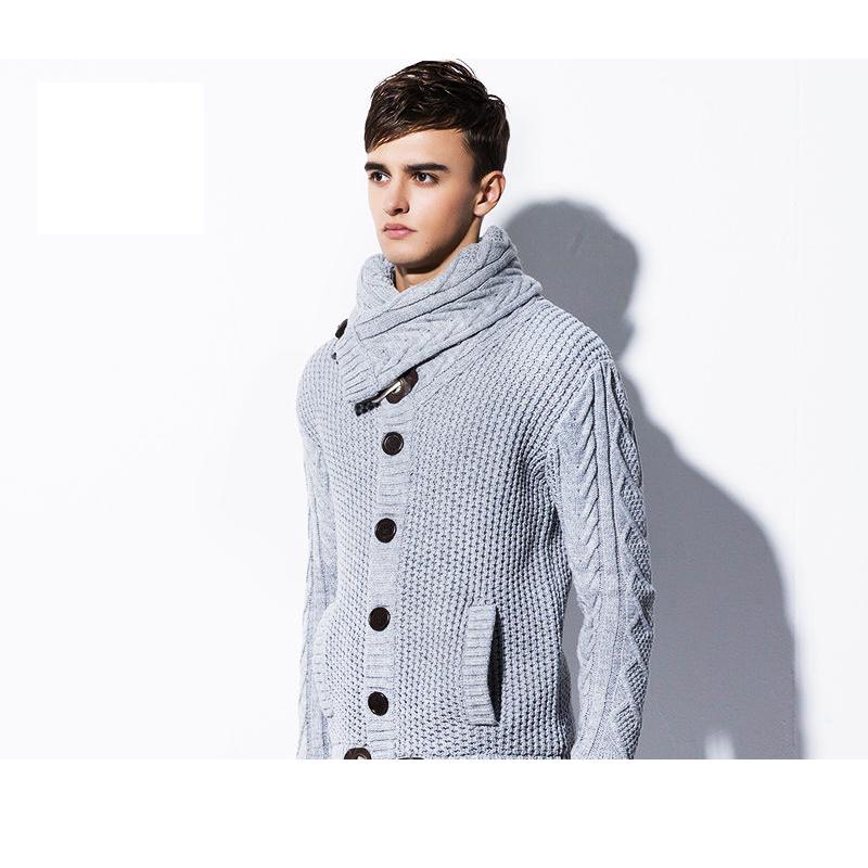 Sweater Jacket Plus Velvet Thickening Cold Warm Sweater Cardigan Sweater Male Trend High Collar