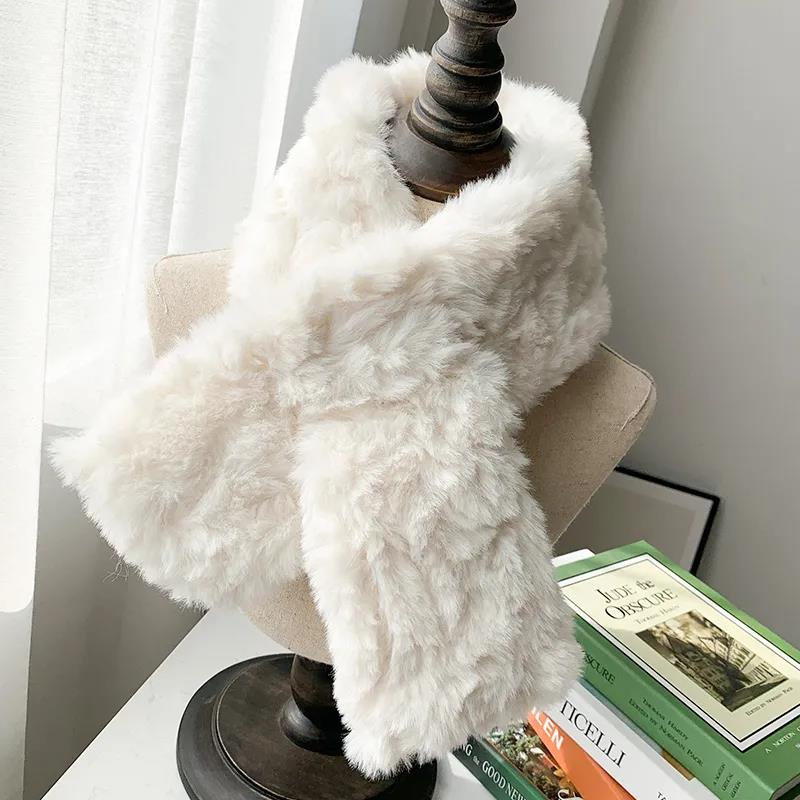 Winter Plush Scarf Rabbit Fur Korean Wild Scarf Thick Warm Windproof Scarf Shawl