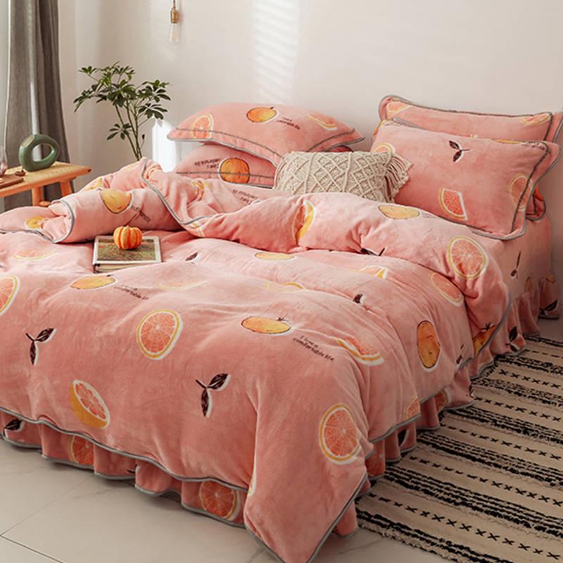4pcs Home Textiles Quilt Cover Winter Lace Bedding Set Soft Warm Queen/king Duvet Cover