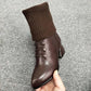 Women's Autumn Non Slip High Heel Short Martin Boots Female Winter Large Size Solid Color Warm Boots