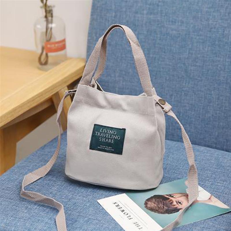 Korean Version of Literary and Artistic Leisure One-shoulder Canvas Bag Female Bag Mini Mummy Bag Small Fresh Bucket Bag