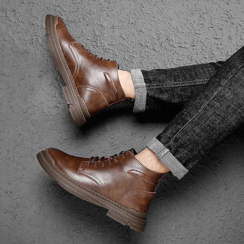 Men's Shoes Martin Boots Men's Leather Trend Military Boots Men's Leather Boots