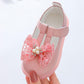 Girl's Bowknot Velcro Soft Soled Pink Single Breathable Shoes Girls' Non Slip Hollow Out Light Princess Shoes