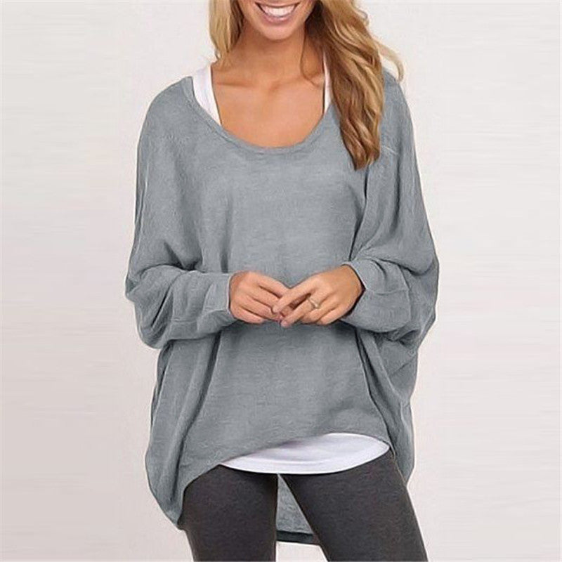 Sexy Transparent Women 's Autumn Fashion Pure Color Sweater Long Sleeve Loose T-shirts