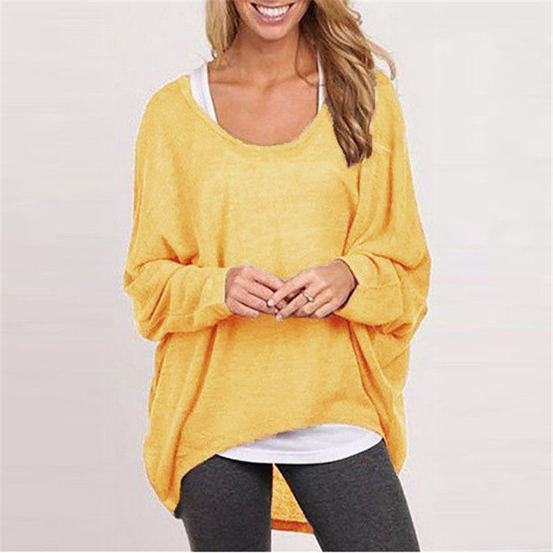 Sexy Transparent Women 's Autumn Fashion Pure Color Sweater Long Sleeve Loose T-shirts