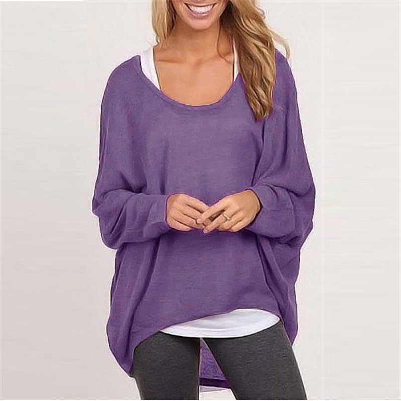 Sexy Transparent Women 's Autumn Fashion Pure Color Sweater Long Sleeve Loose T-shirts