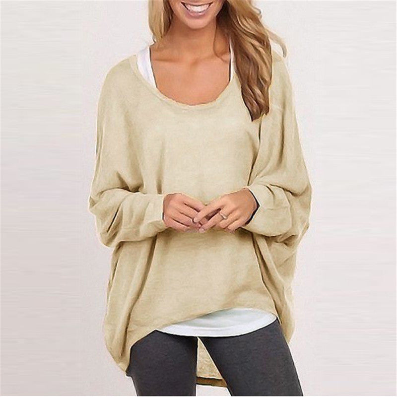Sexy Transparent Women 's Autumn Fashion Pure Color Sweater Long Sleeve Loose T-shirts