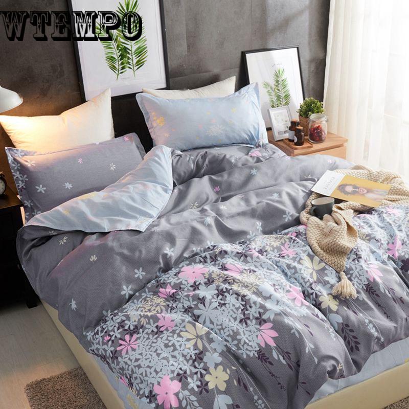 Bedding Set Nordic Cotton Duvet Cover Pillowcases Flat Fitted Bedsheet Twin Queen King Size