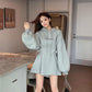 Women's Spring and Autumn Large Size Hooded Sweater Mid-Length Lace-Up Design Top Long Sleeve Pullover Sweater Dress