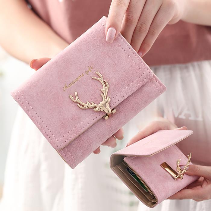 Women Small Wallet Cartoon Deer Cute Coin Purse Hasp Card Holder Women Wallets Coin Purses Female
