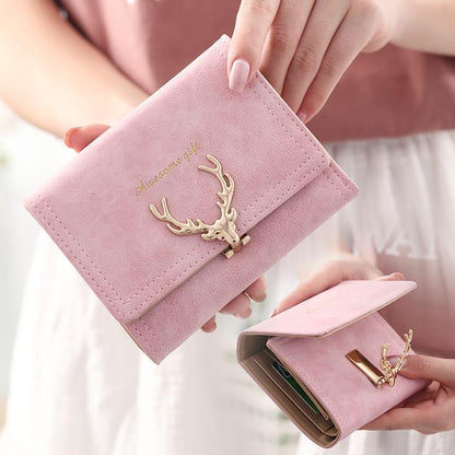Women Small Wallet Cartoon Deer Cute Coin Purse Hasp Card Holder Women Wallets Coin Purses Female
