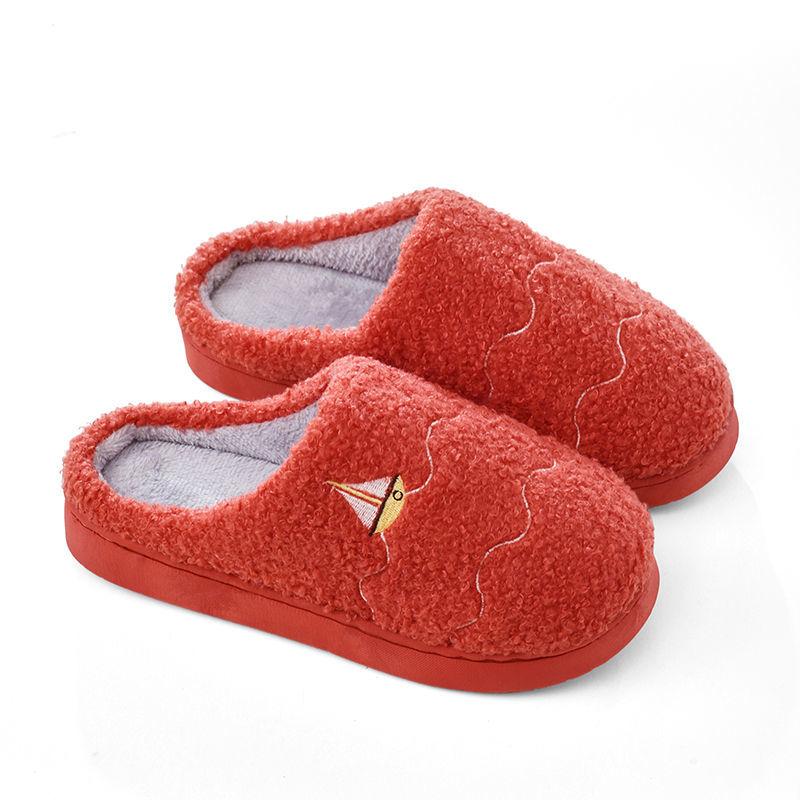 Autumn and Winter Pure Cotton Slippers Indoor Non-slip Soft-soled Shoes Warm Simple Plush Cotton Shoes