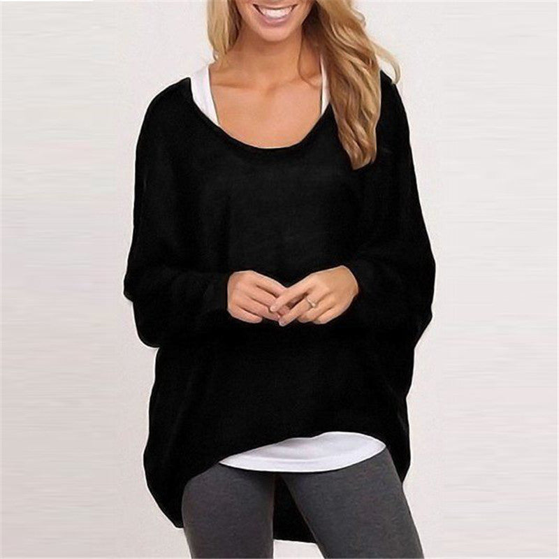 Sexy Transparent Women 's Autumn Fashion Pure Color Sweater Long Sleeve Loose T-shirts