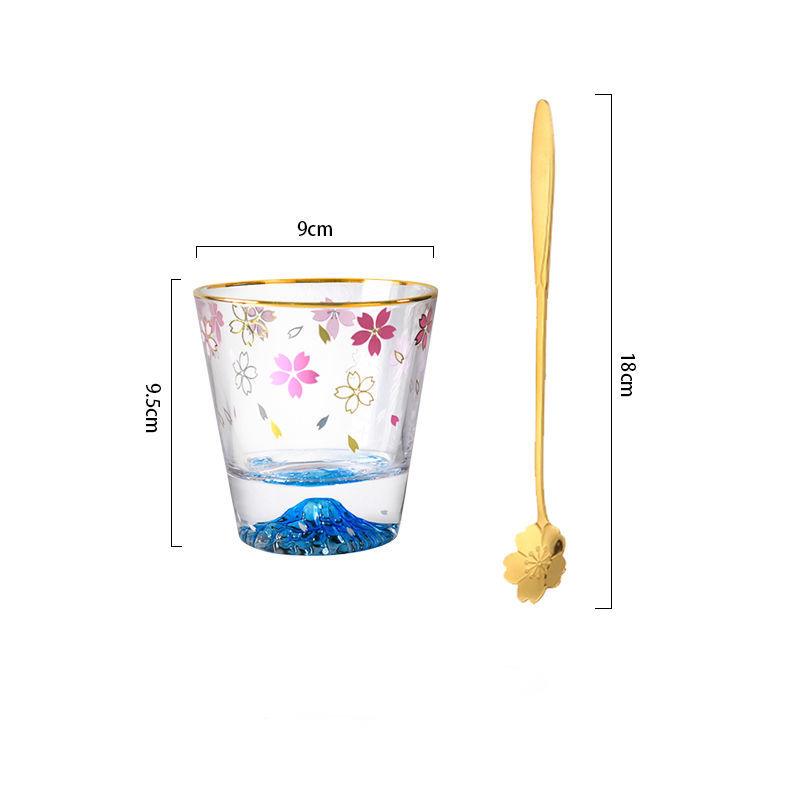 Japanese Mount Fuji Cup Cherry Blossom Couple Glass Net Red Ins Water Cup Creative Girl Heart Pink Cute Cup