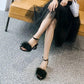Hairy Sandals Female Summer Fairy Style Thick Heel Mid-heel Fashion High Heels