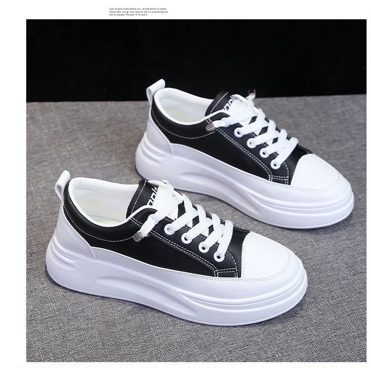 PU Leather Casual Shoes Women Sneakers 2020 Spring Light White Sneakers Platform Med Heel Ladies Shoe Comfortable 35-40
