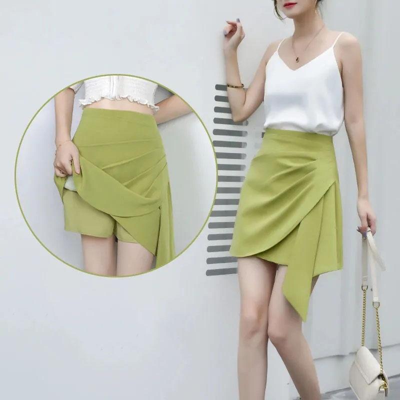 Irregular Tight-fitting Pleated A-line Skirt Women's High Waist Slim Skirt Sexy Summer Skinny Hip Short Skirt
