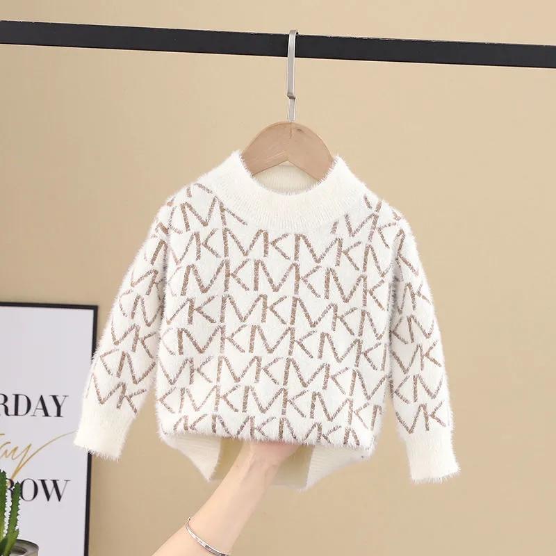 Children's Sweaters Mink Wool Thickening In The Autumn Winter Child Boy's Head Warm Sweater Render Unlined Upper Garment