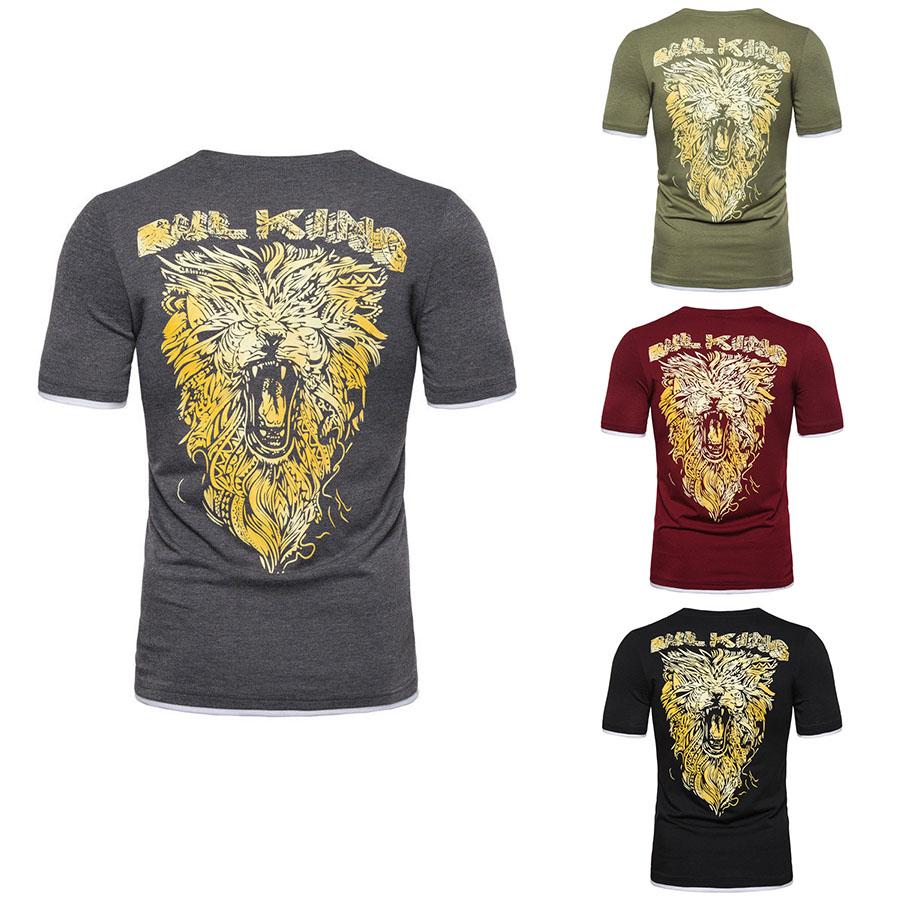 Summer Sports T-shirt Men's Loose Print Short-sleeved Trendy Tops
