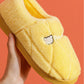 Women Unisex Winter Home Slippers Leather Waterproof Non Slip Slippers Plush Warm Indoor