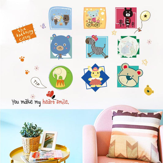 Creative animal cartoon wall stickers room background decoration removable