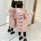 Girls Cotton Coat Autumn and Winter Fashion Casual Long-sleeved Hooded Thick Velvet Shiny Down Jacket Long Cotton Jackets