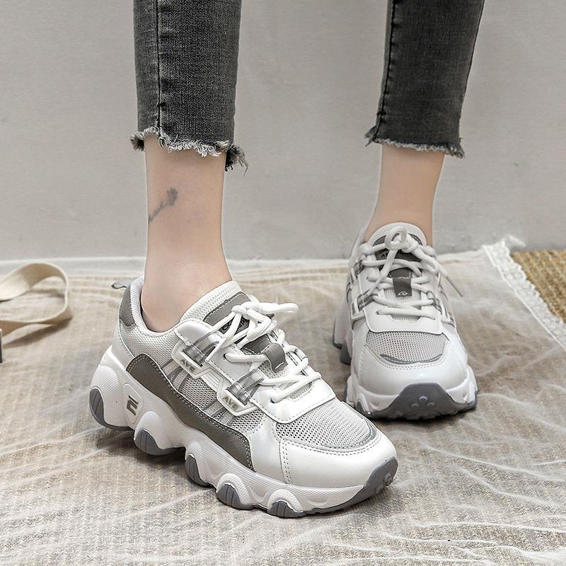 Spring Women's Shoes Sports Shoes Breathable Comfortable Non-slip Lightweight Korean Version  The White Shoes Female Students' Running Shoes