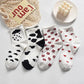 Four Pairs of Women's White Curled Tube Socks Cartoon Embroidery Pile Socks