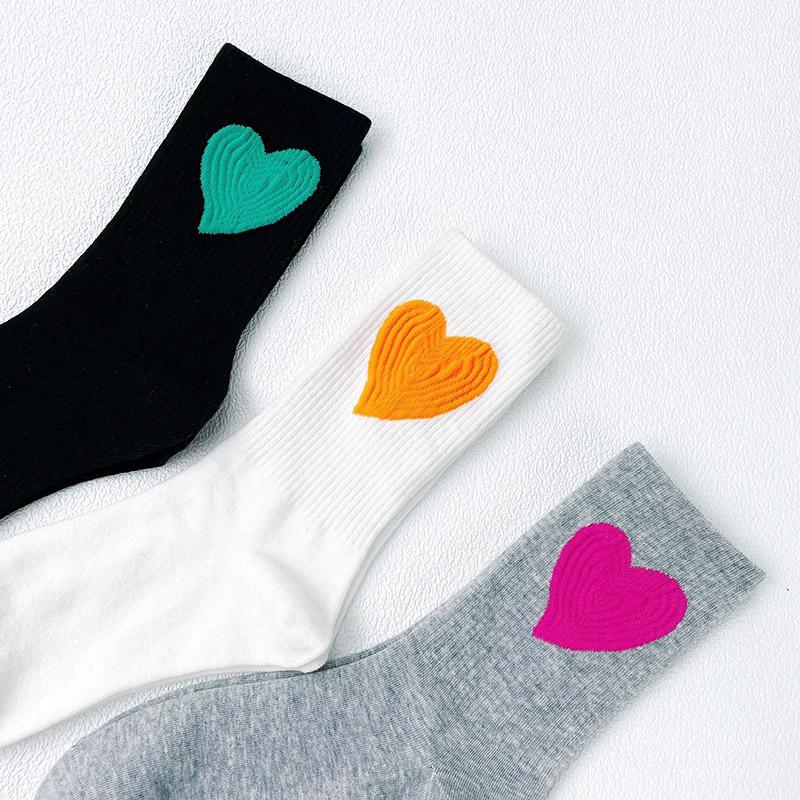 Three pairs of winter socks fashion multicolor love stockings women's cotton color stockings