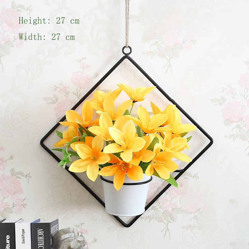 Pendant Simulation Plastic Flower Basket Living Room Wall Decoration Floral Potted Plant Home Hanging Wall Hanging Decoration Artificial Flower Wall