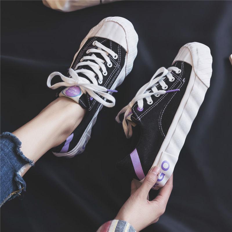 Canvas Shoes Women 2020 Spring and Aummer Women's Lace-up Casual Shoes Without Heel Half Support One Pedal Lazy Shoes
