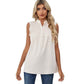 European and American Shirt Women's Sleeveless High Neck Button Frill Loose Casual Top