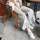 Women Pants Schoolgirl Spring and Summer Loose Wide-leg Pants Ruffled High Waist Casual Pants