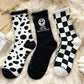 Three Pairs of Fashionable Black Socks Women's Sports College Style Long Socks