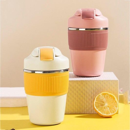 Stainless Steel Thermos Cup Vacuum Coffee Flask Portable Children Water Bottle Thermos Milk Mug 500ML Straw Kid Gift Drinkware