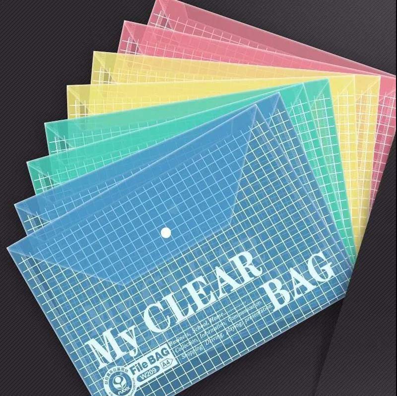 Office Thickened A4 Transparent File Bag Snap Button Information Bag Student Test Paper File Bag