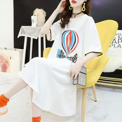 Balloon Ruffle Women's Summer Dress Short Sleeve Round Neck Printing  Daily Wear Office Dating Party
