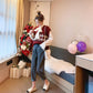 Spring and Autumn V-neck Color Matching Vest Women's Loose Sleeveless Waistcoat Outer Knit Sweater
