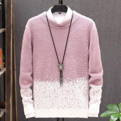 Round Neck Imitation Mink Soft Sweater In Autumn and Winter Fashion Men's Thick Bottomed Sweater