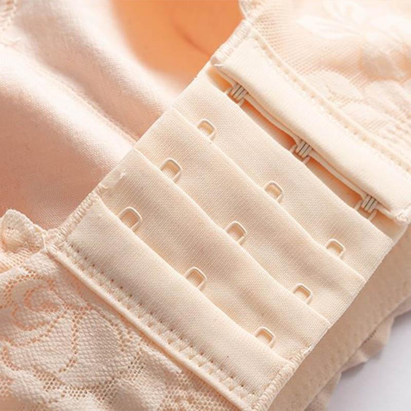 No Wire Plus Size Bra Comfortable Seamless Underwear Gathering Full Cup Shape Adjustable Breathable Tank Top Embroidered Lace Trim Sleeping Bra