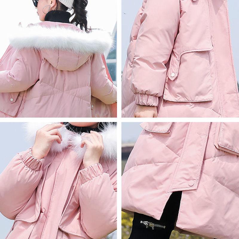 Girls' Hooded Down Jacket Mid-length Thick Padded Jacket Children's Winter Warm Jacket